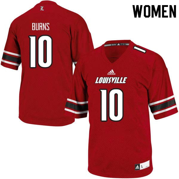 Women Louisville Cardinals #10 Rodjay Burns College Football Jerseys Sale-Red - Click Image to Close